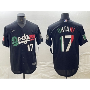 Men's Los Angeles Dodgers #17 Shohei Ohtani Number Mexico Black Cool Base Stitched Baseball Jersey