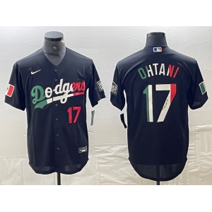 Men's Los Angeles Dodgers #17 Shohei Ohtani Number Mexico Black Cool Base Stitched Baseball Jerseys