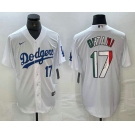 Men's Los Angeles Dodgers #17 Shohei Ohtani Number Mexico White Cool Base Stitched Jerseys