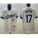 Men's Los Angeles Dodgers #17 Shohei Ohtani Number White 2021 City Connect Cool Base Stitched Jersey