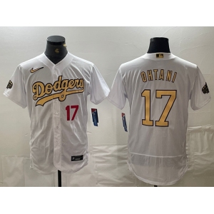 Men's Los Angeles Dodgers #17 Shohei Ohtani Number White 2022 All Star Stitched Flex Base Nike Jersey
