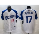 Men's Los Angeles Dodgers #17 Shohei Ohtani Number White Blue Fashion Stitched Cool Base Limited Jerseys