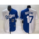 Men's Los Angeles Dodgers #17 Shohei Ohtani Number White Blue Two Tone Stitched Baseball Jerseys