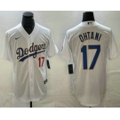 Men's Los Angeles Dodgers #17 Shohei Ohtani Number White Gold Championship Stitched Cool Base Nike Jersey