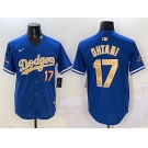 Men's Los Angeles Dodgers #17 Shohei Ohtani Royal 2025 Gold Collection Limited Stitched Baseball Jersey