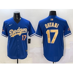Men's Los Angeles Dodgers #17 Shohei Ohtani Royal 2025 Gold Collection Limited Stitched Baseball Jersey