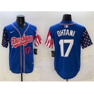Men's Los Angeles Dodgers #17 Shohei Ohtani Royal Limited Stitched Baseball Jersey
