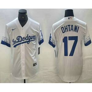 Men's Los Angeles Dodgers #17 Shohei Ohtani White 2021 City Connect Cool Base Stitched Jersey