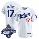 Men's Los Angeles Dodgers #17 Shohei Ohtani White 2025 Champions Stitched Baseball Jersey