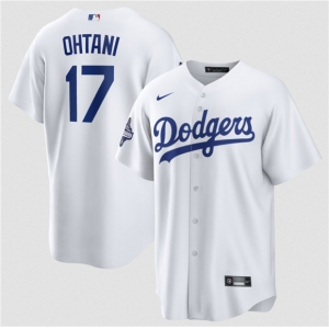 Men's Los Angeles Dodgers #17 Shohei Ohtani White 2025 World Series Champions Stitched Baseball Jersey