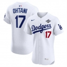 Men's Los Angeles Dodgers #17 Shohei Ohtani White 2025 World Series Cool Base Sttiched Jersey