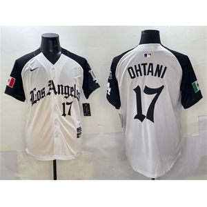 Men's Los Angeles Dodgers #17 Shohei Ohtani White Black Mexico 2025 LA Gothic Style With Fernando Patch Vapor Premier Limited Stitched Baseball Jersey