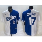 Men's Los Angeles Dodgers #17 Shohei Ohtani White Blue Two Tone Stitched Baseball Jersey