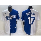 Men's Los Angeles Dodgers #17 Shohei Ohtani White Blue Two Tone Stitched Baseball Jerseys