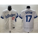 Men's Los Angeles Dodgers #17 Shohei Ohtani White City Connect Flex Base With Patch Stitched Baseball Jersey