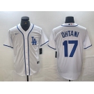 Men's Los Angeles Dodgers #17 Shohei Ohtani White Cool Base Stitched Baseball Jersey