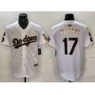 Men's Los Angeles Dodgers #17 Shohei Ohtani White Gold Fashion Stitched Cool Base Limited Jerseys