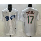 Men's Los Angeles Dodgers #17 Shohei Ohtani White Green Stitched Cool Base Nike Jerseys