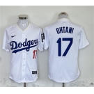 Men's Los Angeles Dodgers #17 Shohei Ohtani White Home Limited Stitched Baseball Jersey
