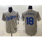 Men's Los Angeles Dodgers #18 山本由伸 Grey 2025 World Series Cool Base Stitched Baseball Jersey