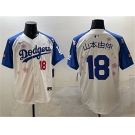 Men's Los Angeles Dodgers #18 山本由伸 White Royal 2025 Tokyo Series Limited Stitched Baseball Jersey