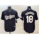 Men's Los Angeles Dodgers #18 Yoshinobu Yamamoto Black Cool Base Stitched Jersey