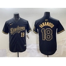 Men's Los Angeles Dodgers #18 Yoshinobu Yamamoto Black Gold Limited Stitched Jersey
