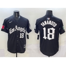 Men's Los Angeles Dodgers #18 Yoshinobu Yamamoto Black Mexico 2025 LA Gothic Style With Fernando Patch Vapor Premier Limited Stitched Baseball Jersey