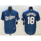 Men's Los Angeles Dodgers #18 Yoshinobu Yamamoto Navy Cool Base With Patch Stitched Jersey