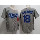 Mens Los Angeles Dodgers #18 Yoshinobu Yamamoto Nike Grey Road FlexBase Player Jersey