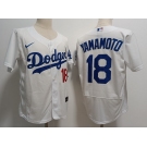 Mens Los Angeles Dodgers #18 Yoshinobu Yamamoto Nike White Home FlexBase Player Jersey