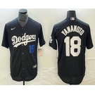 Men's Los Angeles Dodgers #18 Yoshinobu Yamamoto Number Black Turn Back The Clock Stitched Cool Base Jersey