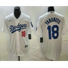 Men's Los Angeles Dodgers #18 Yoshinobu Yamamoto Number White Stitched Cool Base Nike Jersey