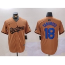 Men's Los Angeles Dodgers #18 Yoshinobu Yamamoto Olive Cool Base Limited Stitched Jersey