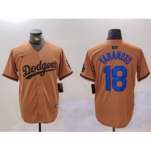 Men's Los Angeles Dodgers #18 Yoshinobu Yamamoto Olive Cool Base Limited Stitched Jersey