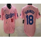 Men's Los Angeles Dodgers #18 Yoshinobu Yamamoto Pink 2025 Tokyo Series Limited Jersey
