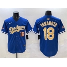 Men's Los Angeles Dodgers #18 Yoshinobu Yamamoto Royal 2025 Gold Collection Limited Stitched Baseball Jersey