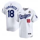 Men's Los Angeles Dodgers #18 Yoshinobu Yamamoto White 2024 World Series Home Limited Stitched Baseball Jersey