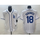 Men's Los Angeles Dodgers #18 Yoshinobu Yamamoto White Cool Base Stitched Baseball Jersey