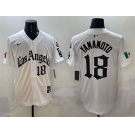 Men's Los Angeles Dodgers #18 Yoshinobu Yamamoto White Mexico 2025 LA Gothic Style With Fernando Patch Vapor Premier Limited Stitched Baseball Jersey