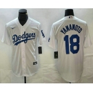 Men's Los Angeles Dodgers #18 Yoshinobu Yamamoto White Stitched Cool Base Nike Jersey