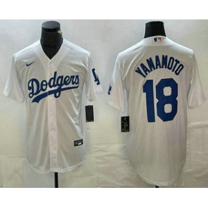 Men's Los Angeles Dodgers #18 Yoshinobu Yamamoto White Stitched Cool Base Nike Jersey