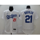 Men's Los Angeles Dodgers #21 Walker Buehler White Home Flex Base Authentic Collection Baseball Jersey