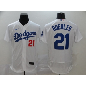 Men's Los Angeles Dodgers #21 Walker Buehler White Home Flex Base Authentic Collection Baseball Jersey