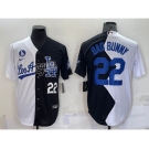 Men's Los Angeles Dodgers #22 Bad Bunny White Black Number 2022 Celebrity Softball Game Cool Base Jerseys