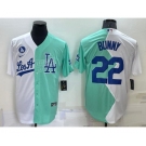 Men's Los Angeles Dodgers #22 Bad Bunny White Green 2022 All Star Cool Base Stitched Baseball Jersey1