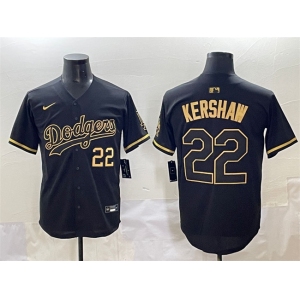 Men's Los Angeles Dodgers #22 Clayton Kershaw Black Gold Limited Stitched Jersey