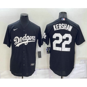 Men's Los Angeles Dodgers #22 Clayton Kershaw Black Turn Back The Clock Stitched Cool Base Jersey