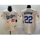 Men's Los Angeles Dodgers #22 Clayton Kershaw Cream 2025 Tokyo Series Limited Stitched Baseball Jersey