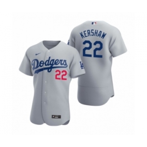 Men's Los Angeles Dodgers #22 Clayton Kershaw Nike Gray Authentic 2020 Alternate Jersey